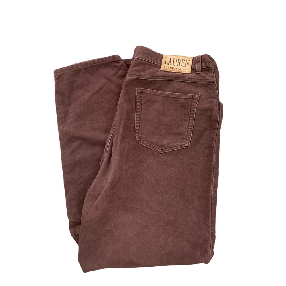 Ralph Lauren Women's Brown Velvet Pants Trousers Cotton Size 16. - Picture 1 of 5